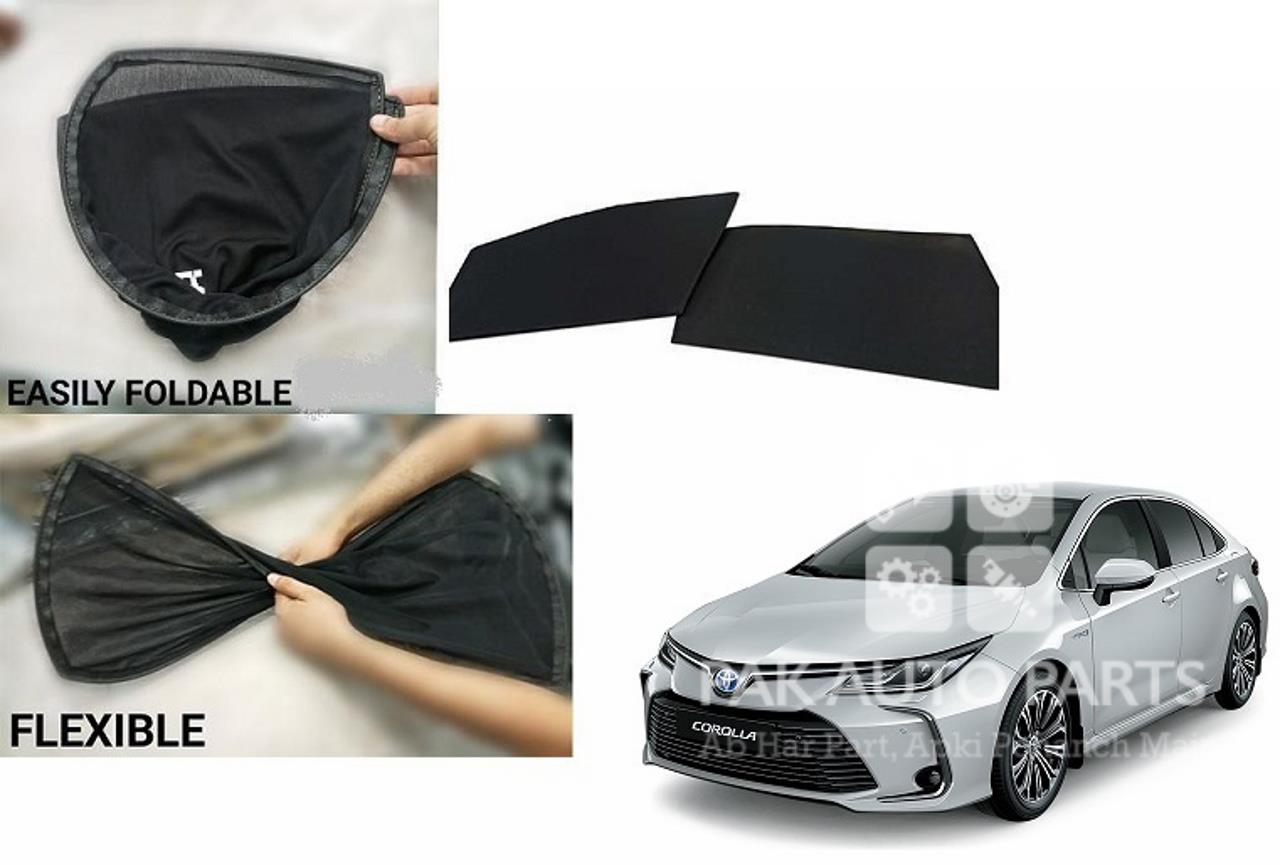 Picture of Toyota Corolla 2014-2023 (Grandy, Gli, Xli & X) Foldable Sun Shades 4Pcs Set | Jersey material | Heat Proof | Dark Black