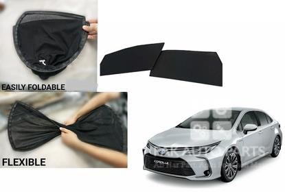 Picture of Toyota Corolla 2014-2023 (Grandy, Gli, Xli & X) Foldable Sun Shades 4Pcs Set | Jersey material | Heat Proof | Dark Black
