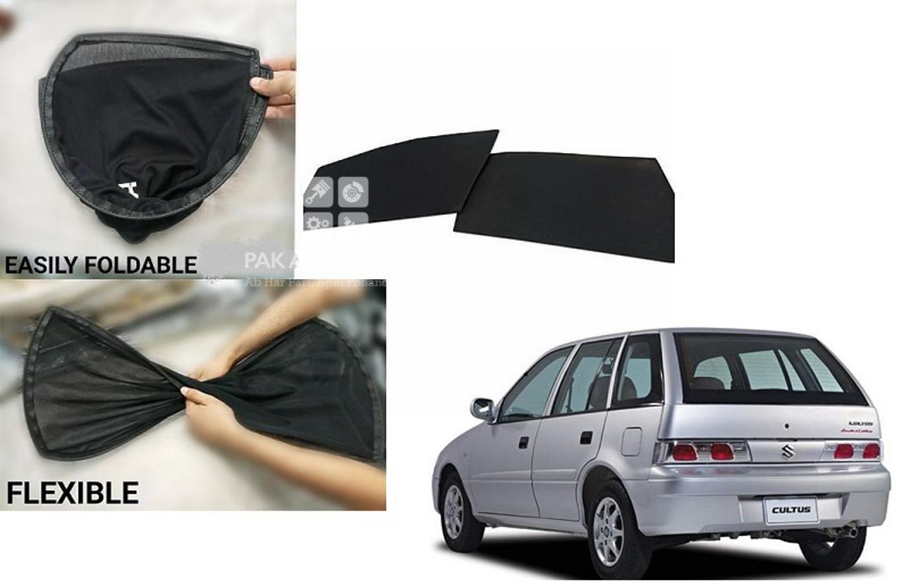 Picture of Suzuki Cultus 2002-2015 Foldable Sun Shades 4Pcs Set | Jersey material | Heat Proof | Dark Black