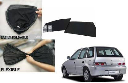 Picture of Suzuki Cultus 2002-2015 Foldable Sun Shades 4Pcs Set | Jersey material | Heat Proof | Dark Black