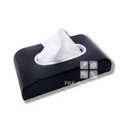 Picture of Leather Tissue Box With Chrome Ring On The Top Specially For Cars & 4x4