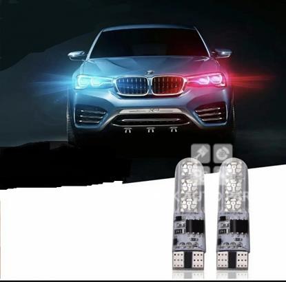 Picture of Parking LED Bulb (Flashing) For Bike, Cars & 4X4 | 12V 2 PCs Set | Silicone Gel Covering On Bulb | RED/BLUE Color.