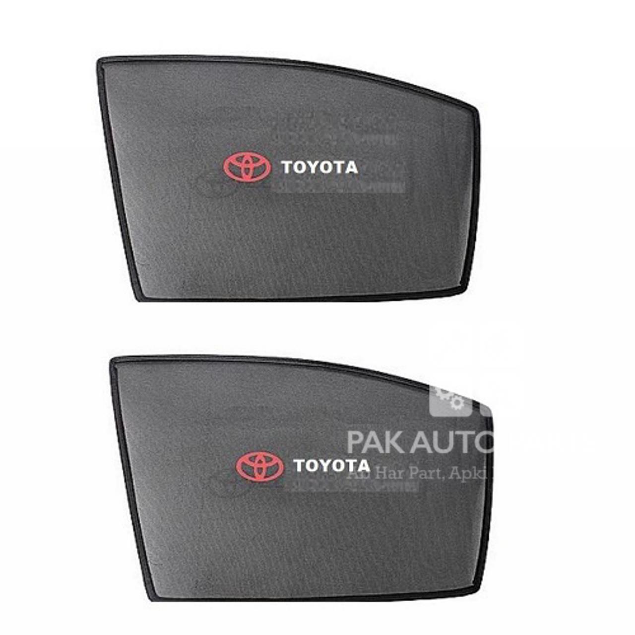 Picture of Toyota Belta Sun Shades Car Windows Curtains 4 pieces With Belta Logo | Fold-able | Jet Black