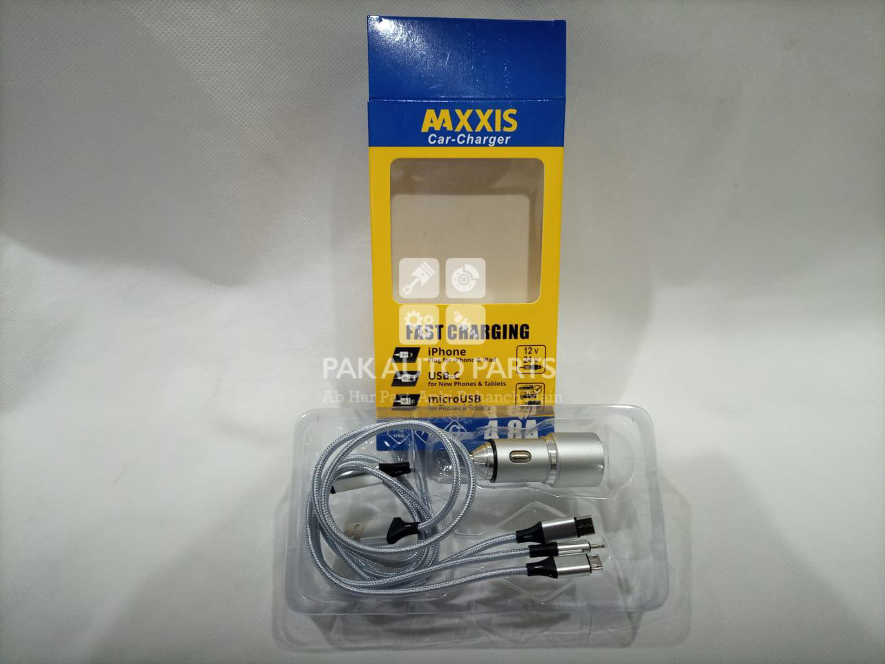 Picture of Fast Car Charger, 4.8A With Multi-Connectors (iPhone, USB-C Type & Micro)