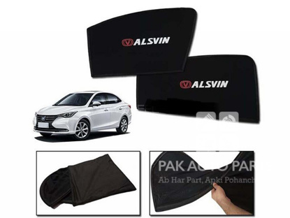 Picture of Changan Alsvin Plus Sun Shades Car Windows Curtains 4 pieces With Alsvin Logo Jet Black